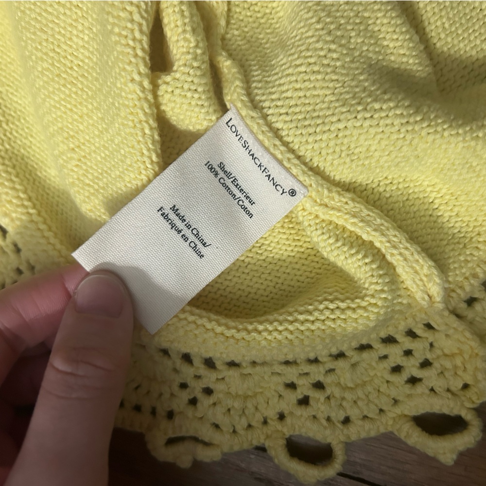 Buttercup Yellow Knit Crochet Trim Women’s Dress - Picture 5 of 6